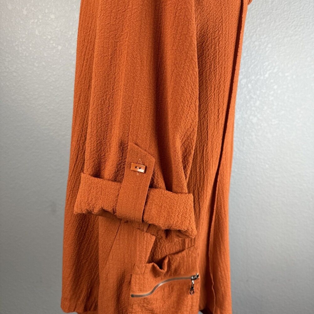 Ali Miles Cowl Neck Asymmetric Tunic Plus Size 1X Rust Orange Pucker Jersey - Picture 7 of 9
